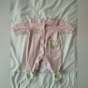Little Me Baby Girls Frog Footie Sleep Play Pajama Pink Green newborn